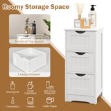 Bathroom Floor Cabinet - Small Bathroom Storage Cabinet with 3 Removable Drawers & Anti-Toppling Device,