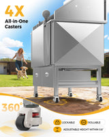 61" Professional Dog Washing Station - Stainless Steel with Ramp & Wheels