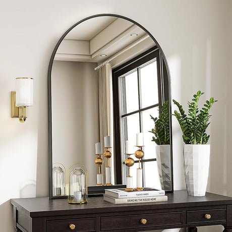 Arched Wall Mirror, 31 x 32 inch Arch Bathroom Mirror, Wall Mounted Vanity Mirror