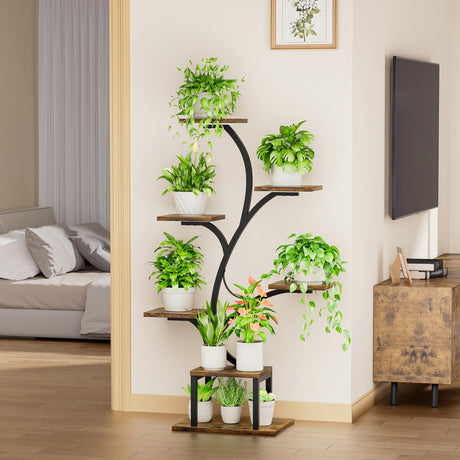 Plant Stand Indoor with Grow Lights, 7 Tiered Indoor Plant Shelf, 49" Corner Plant Stands