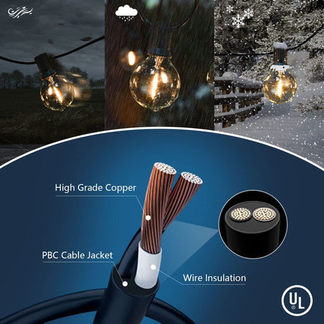 100ft Outdoor String Lights Waterproof Patio Lights,Shatterproof