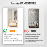 Beauty4U 65" x 24" Full Length Mirror with Stand, Black Wall Mounting Full Body Mirror, Metal Frame Full-Length Tempered Mirror for Living Room, Bedroom