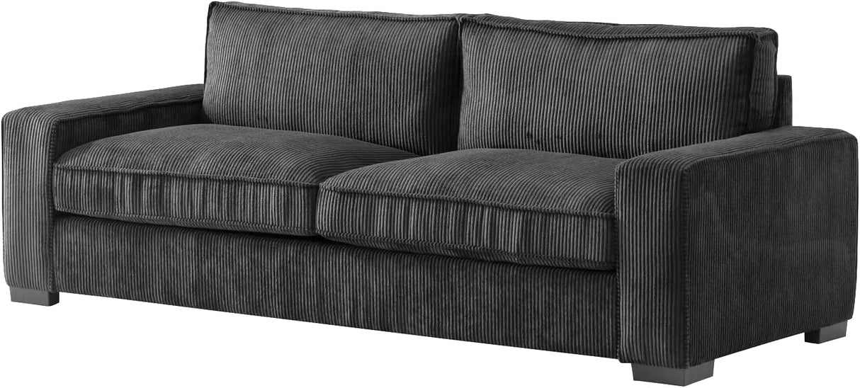 Luxe Living Room Sofa with Soft Corduroy Upholstery, Streamlined Design, Ample and Cozy 3 Seater Couch for Modern Spaces, Ideal for Entertainment and Relaxation