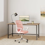 Ergonomic Office Chair - Home Desk Mesh Chair with Fixed Armrest, Executive Computer Chair with Soft Foam Seat Cushion and Lumbar Support, Pink