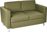 Pacific Loveseat with Padded Box Spring Seats and Silver Finish Legs
