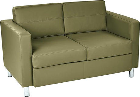 Pacific Loveseat with Padded Box Spring Seats and Silver Finish Legs