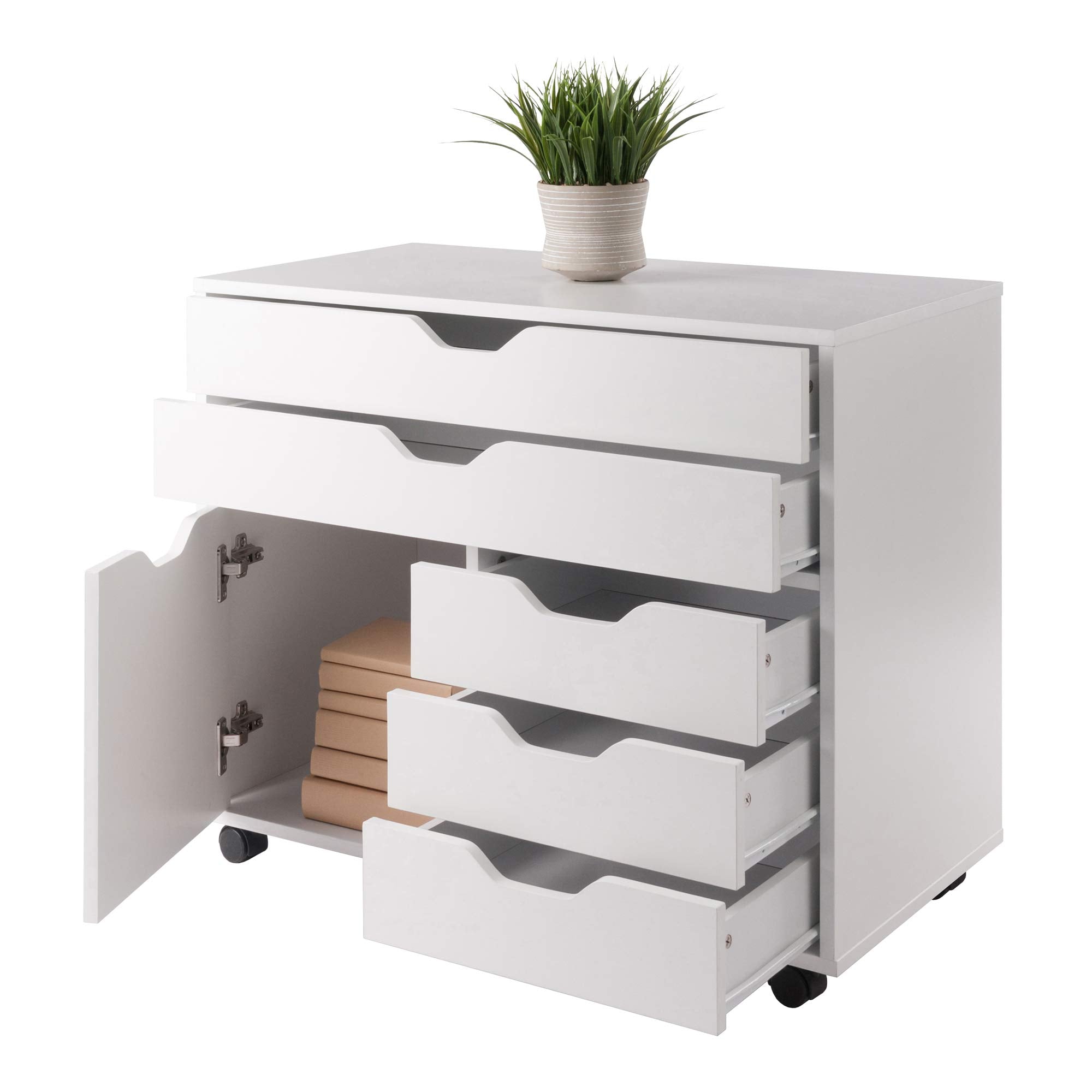 Halifax Storage Mobile Cabinets, 1 Door, 3 Drawers, 2 Wide Drawers, for Home Office