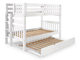 Twin over Twin Mission Style with End Ladder and a Twin Trundle, White