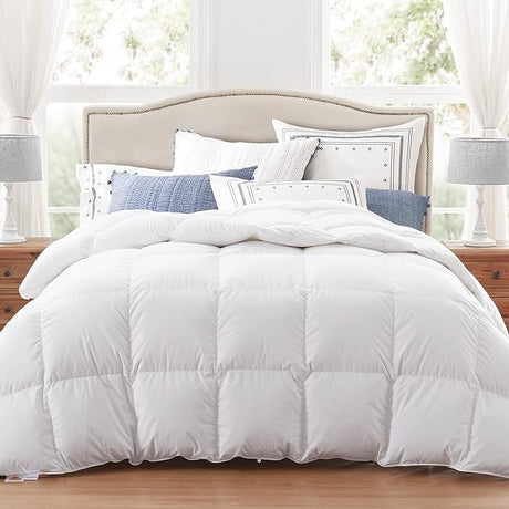 Luxurious Feather Down Comforter King Size,Fluffy Hotel Collection Duvet Insert Medium