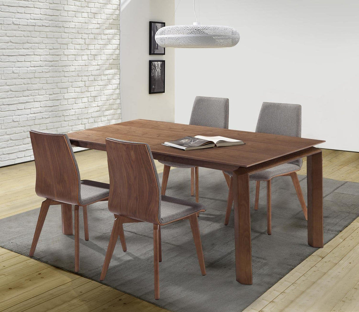 Treviso Walnut Dining Kitchen & Dining Extendable Table, 87 x 30 x 37.5
