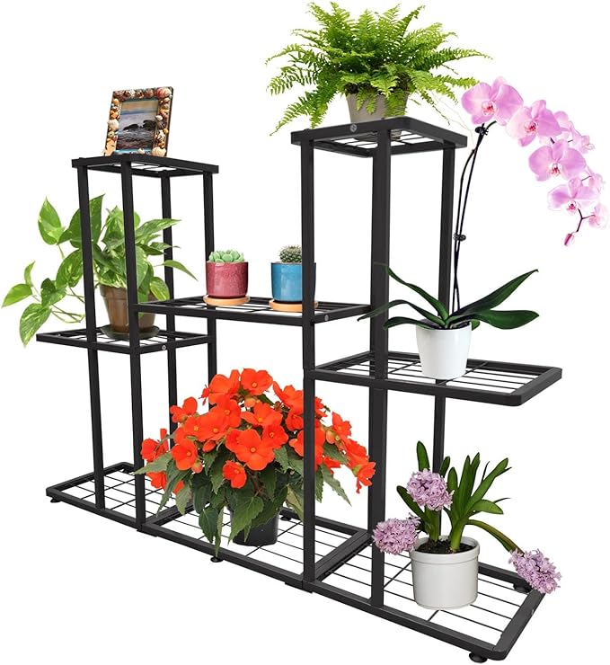4 Tier 11 Potted Metal Large Plant Stand for Indoor Outdoor Flower Pot Display Planter Shelf