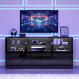 Black TV Stand for 65/75/80/85 Inch TVs with RGB LED Lights
