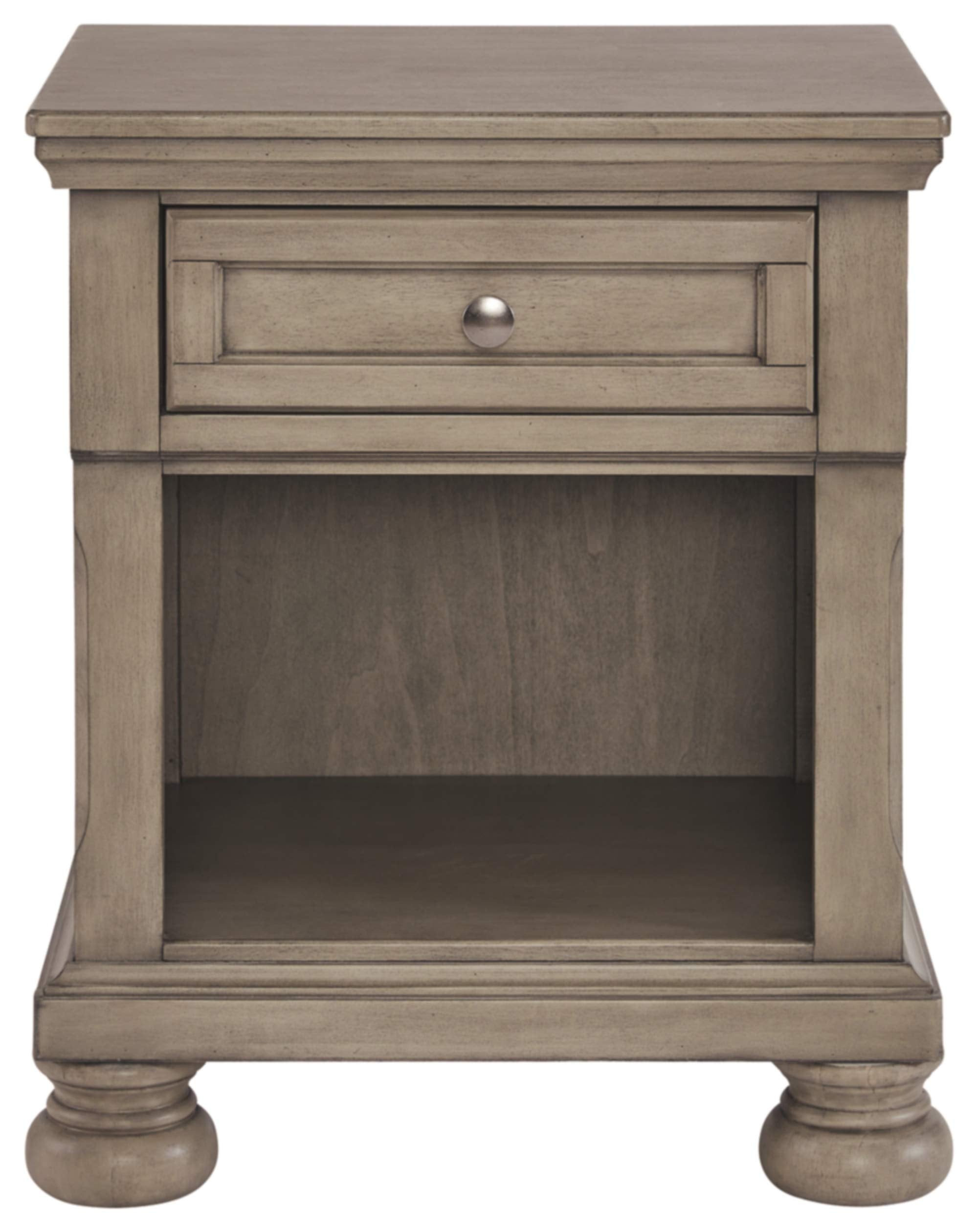 Lettner Modern Traditional 1 Drawer Nightstand, Light Gray
