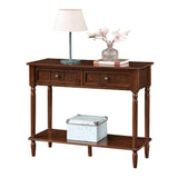 French Country 2-Drawer Hall Table with Shelf, Espresso