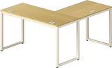 Home Office 55"x60" Large L Shaped Corner Desk, Maple