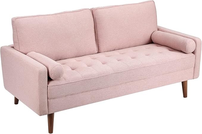 68 inch Sofa Couch, Mid Century Modern Sofa, Button Tufted Seat Cushion, Track Armrest