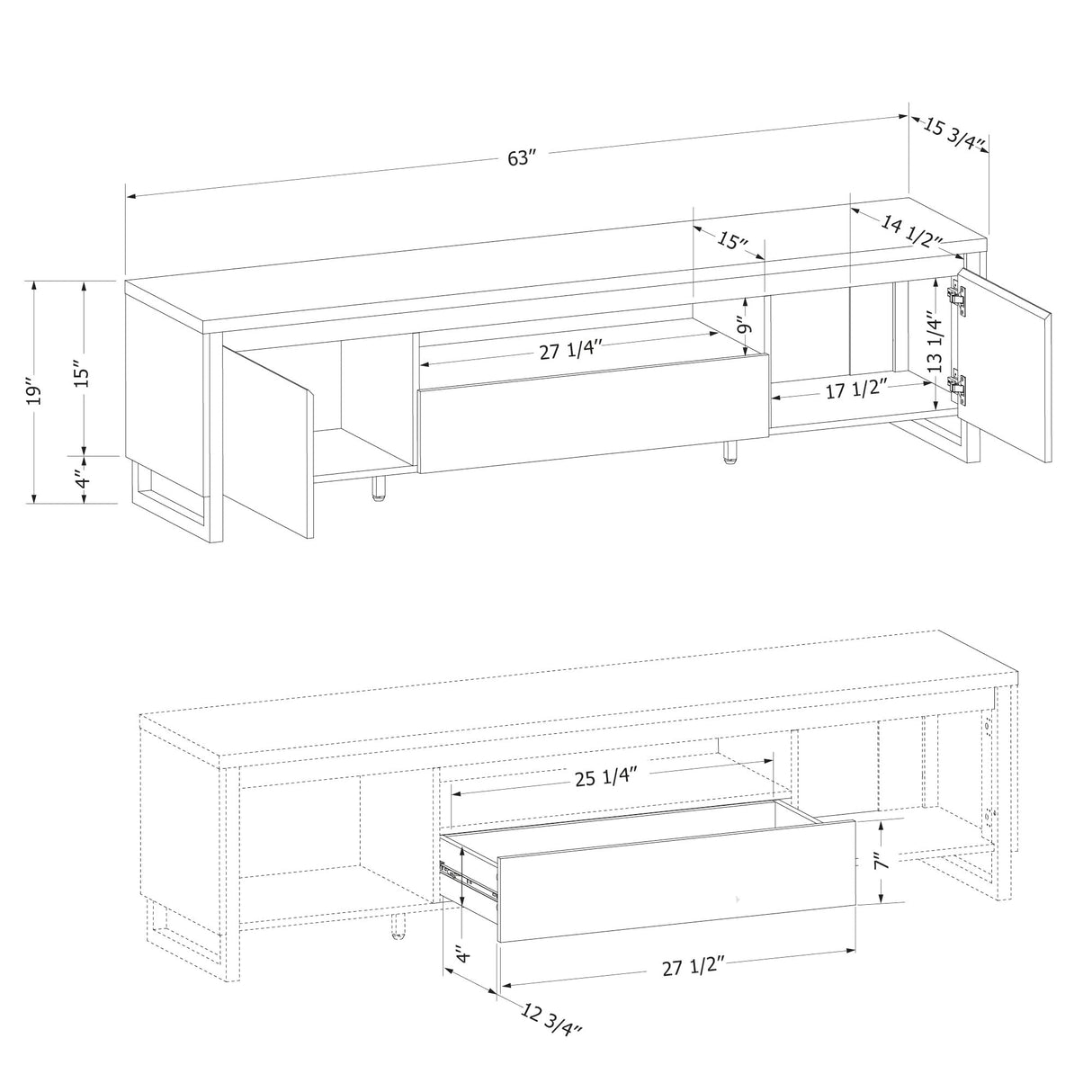 TV Stand with Doors and Drawer, 70", Natural Oak