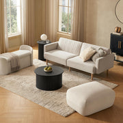 Quin Tambour Round Circle Coffee Table with Storage, Drum Accent