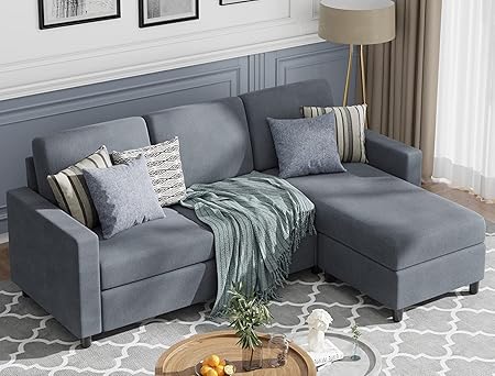 79" Convertible Sectional Sofa Couch, L Shaped Couch with Linen Fabric