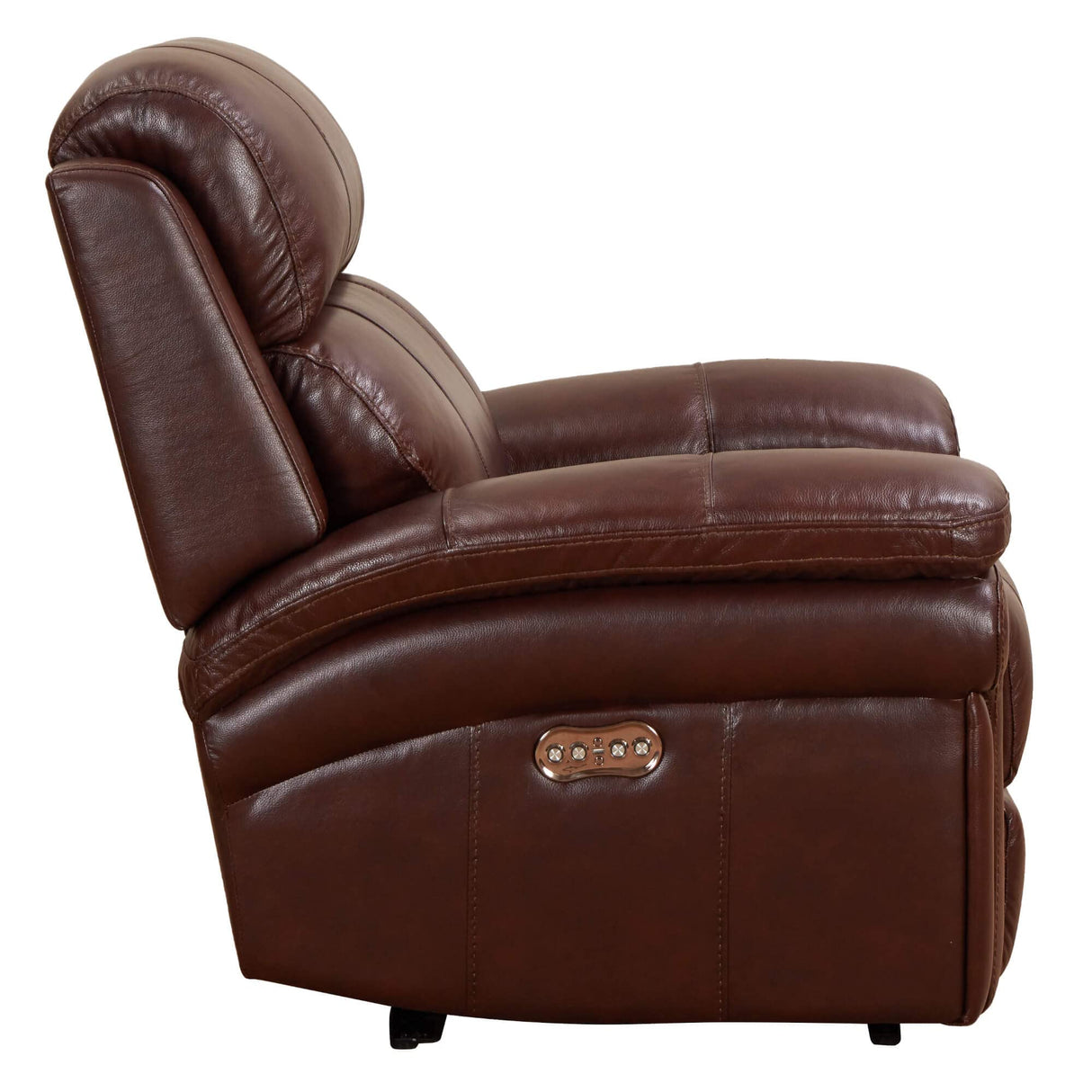 Leather Chair | Adjustable Headrest USB Ports Power Recliner, Apartment Sized, Deep Brown