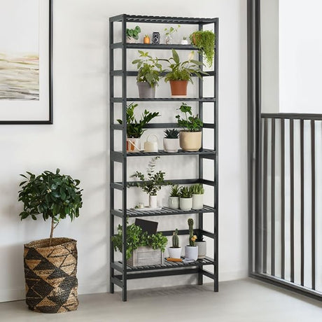 5-Tier Bamboo Shelf, Bamboo Open Storage Bookcase with Adjustable Layer