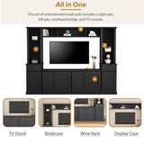 Modern TV Stand Set with Adjustable Bridge - 75" Entertainment Center