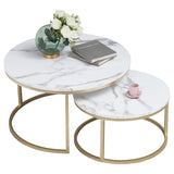 Round Coffee Tables Set of 2, Nesting Tables Living Modern Room Center Table