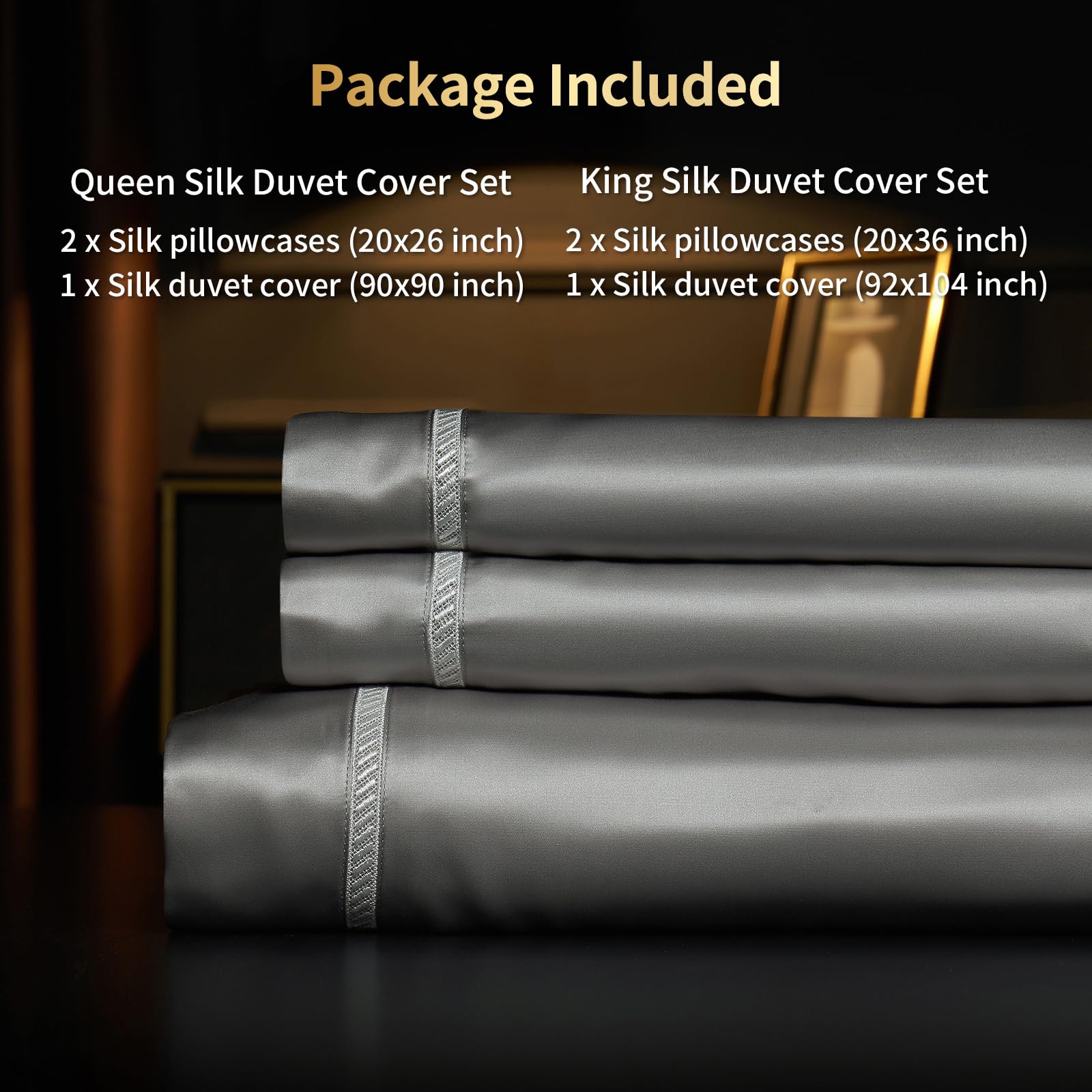 25 Momme Mulberry Silk Duvet Cover Set - Queen Size with Button Closure