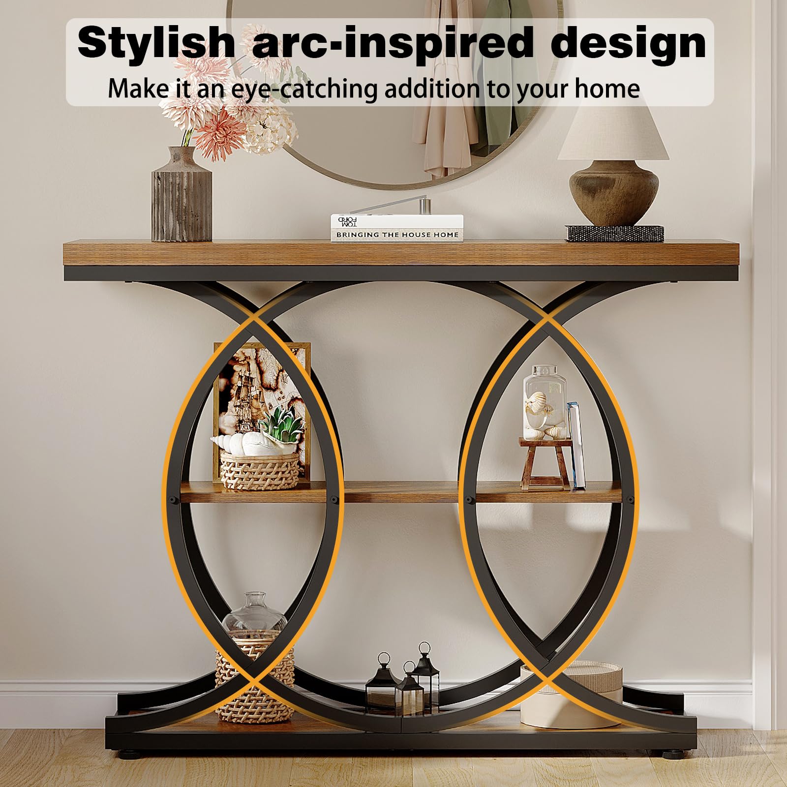 Narrow Console Table for Entryway - 3-Tier Industrial Sofa Table