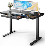 Standing Desk with Drawer, 48 x 24 inch Whole Piece Tabletop Electric Standing Desk