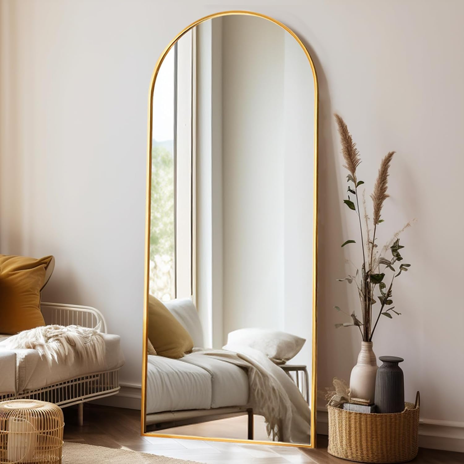 Floor Mirror Arched Full Length Mirror, 64"x21"Mirror Floor Length Standing Hanging or Leaning
