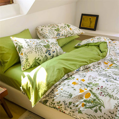 Sage Green Floral Comforter Sets King Women Boho Botanical Bedding Comforters