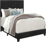 Benjara Shirin Twin Size Bed, Wood, Nailhead Trim, Upholstered Headboard, Black