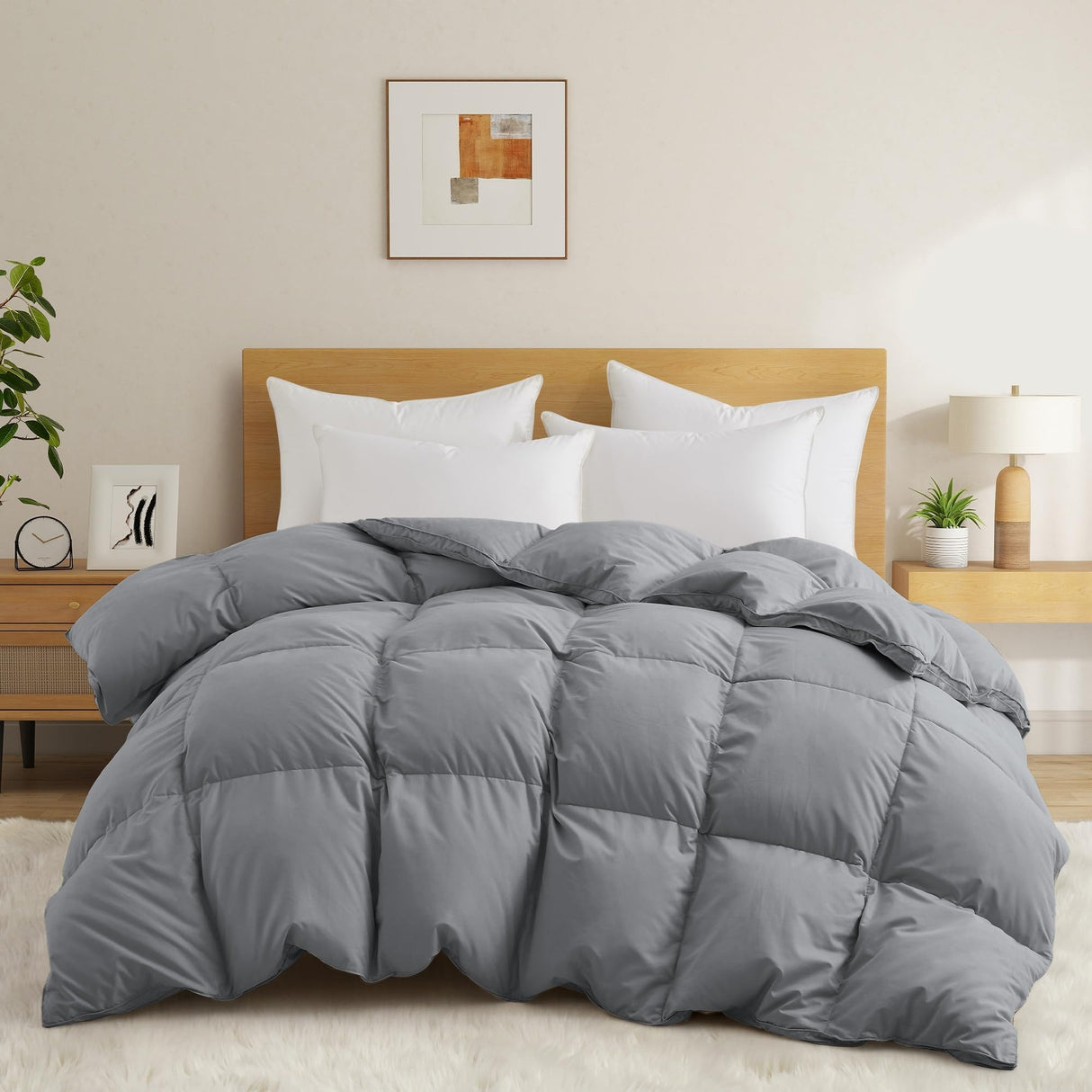 White Feather Down Comforter Duvet Insert All Warmth Levels Dark Gray Heavy Weight Full - Queen