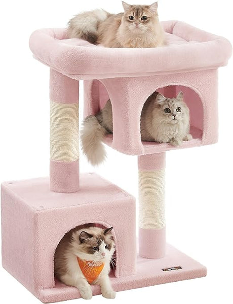 Cat Tree with Sisal-Covered Scratching Posts and 2 Plush Condos