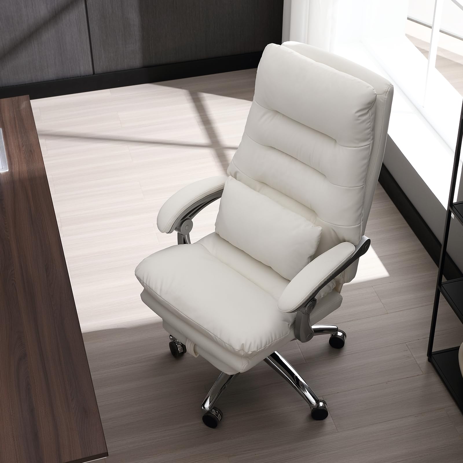 Office Chair with Foot Rest - High Back Executive Chair with Padded Linkage Armrests,