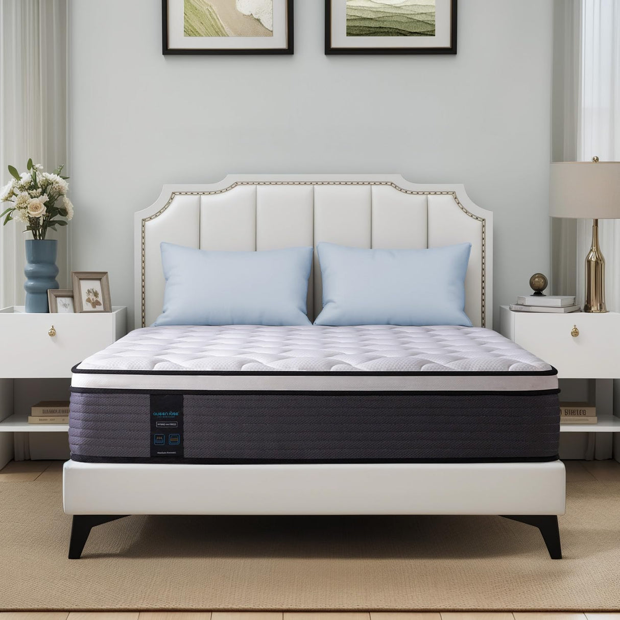 QUEEN ROSE Queen Size Mattress, 12 Inch Pillow Top Hybrid Mattress in a Box