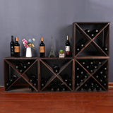 Wine Racks countertop Solid Wood Stackable Storage Rustic Retro Cube