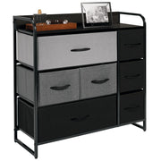 30.9" High Steel Frame/Wood Top Storage Dresser Furniture Unit with 7 Removable Fabric