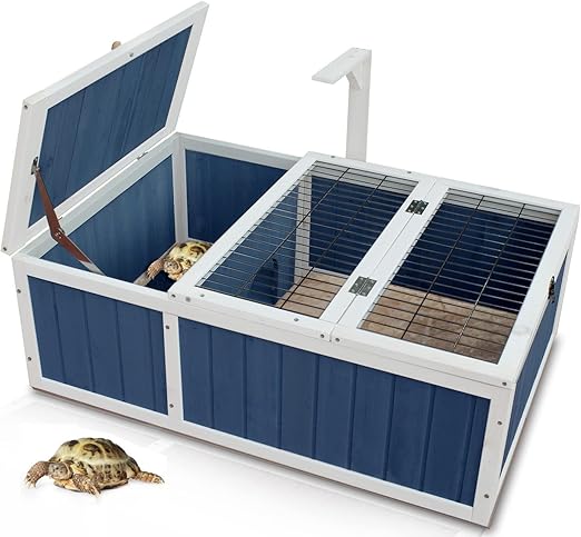 Tortoise House Habitat Wooden Small Animal Hutch Enclosure Indoor/Outdoor