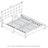 Maykoosh Contemporary Cool Button Tufted Bed Frame in Linen with 12 Piece Slat Style, King Size for A Stylish and Comfortable Bedroom Retreat