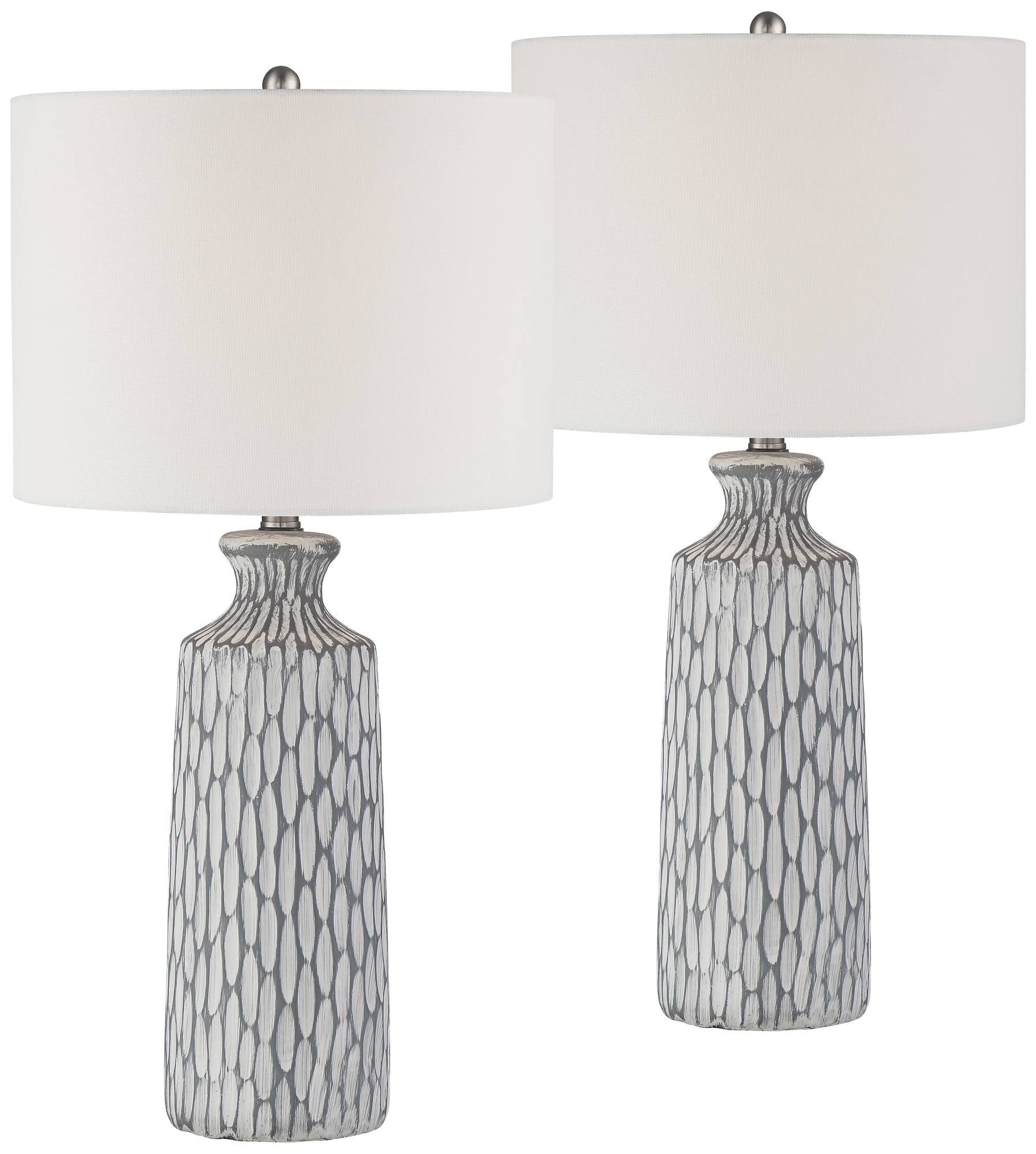 Patrick Modern Coastal Table Lamps Set of 2 - 26.25" White-Washed Gray Ceramic