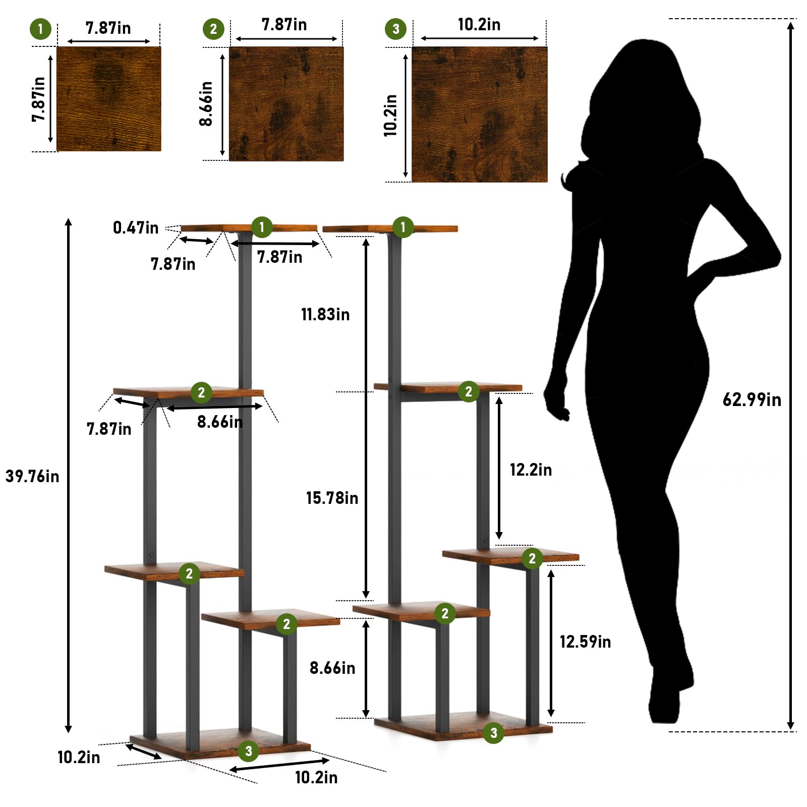 Plant Stand Indoor with Grow Light - 2 Pack Metal Plant Shelf for Indoor Plants Multiple