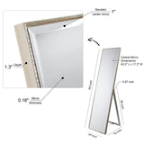 Empire Art Direct Traverse Modern Cheval, Floor Mirror Solid Wood Frame Covered with Beveled Clear MirrorPanel, 64" x 1.3" x 18"