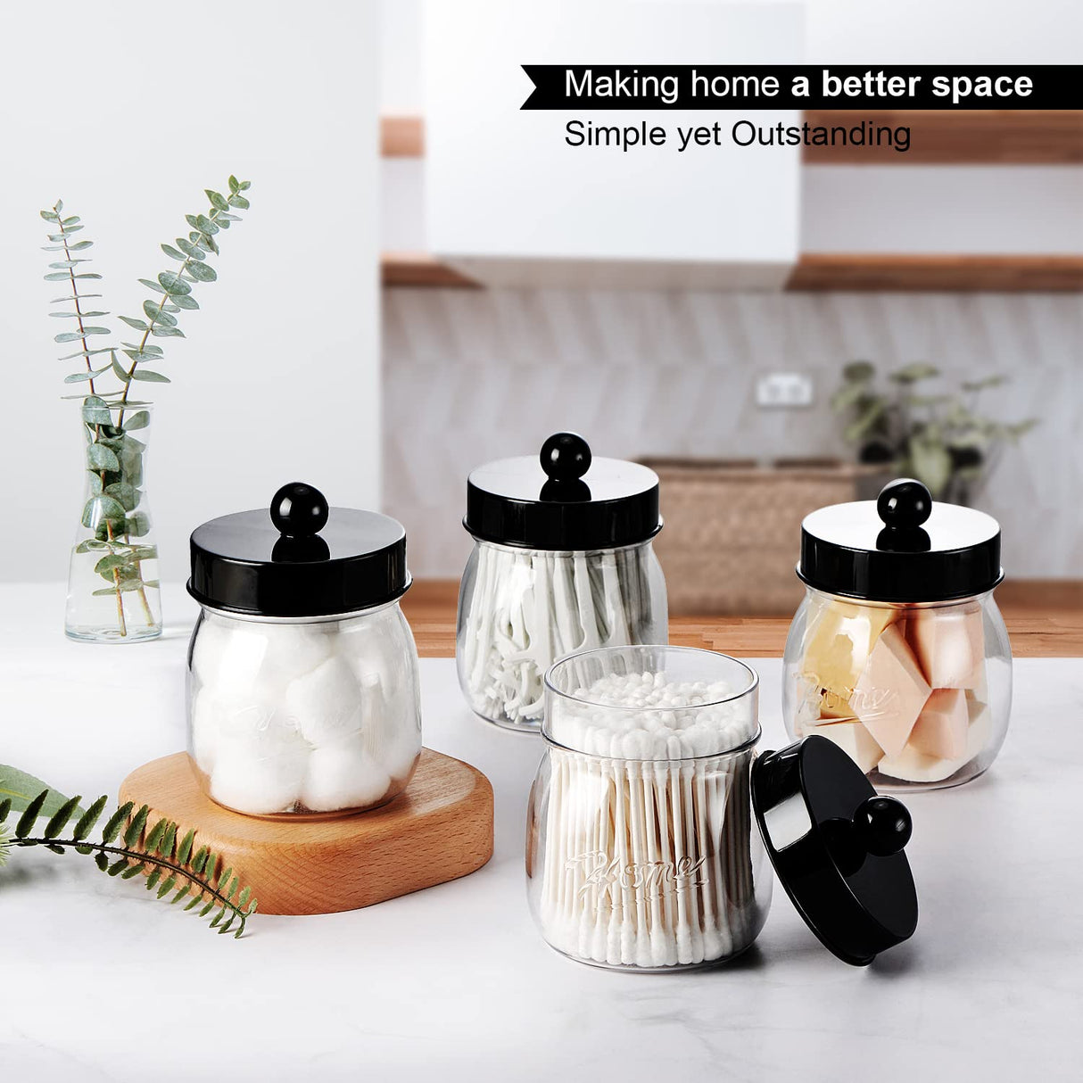 Decor Apothecary Jar Set,Mason Jar Bathroom Vanity Storage Organizer Canister