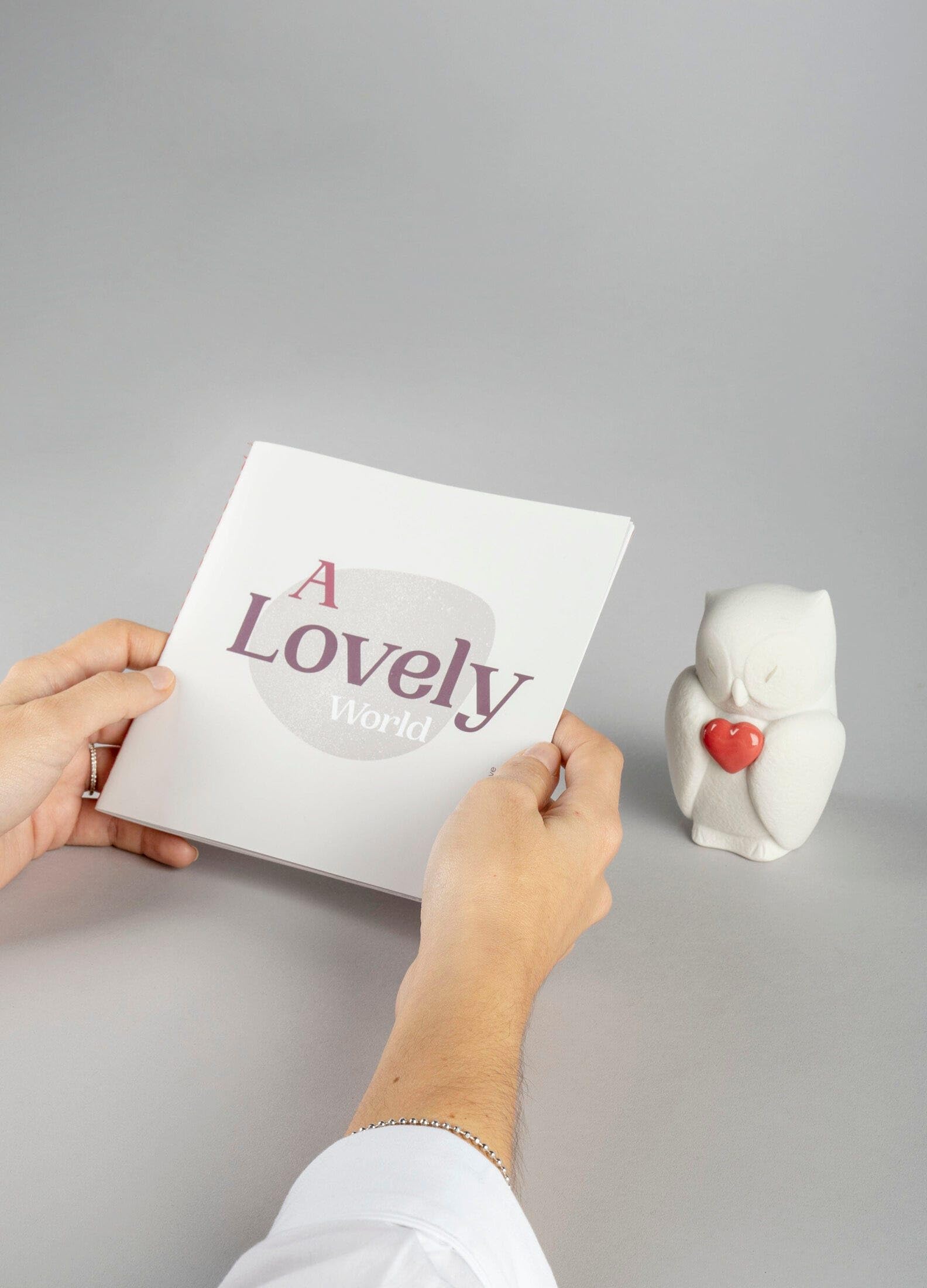 Reese-Intuitive Owl Figurine. Porcelain Love Figure.