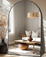 Full Length Mirror, 44"x72" Arched Full Body Oversized Floor Mirror, Free Standing Leaning Mirror