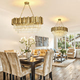 Crystal Chandelier Gold Pendant Light Fixtures, Oval Crystal Pendant Lighting for Living