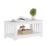 Wooden One Style Fits All Coffee Table - White Coffee Table, 2-Tier Rectangular Console