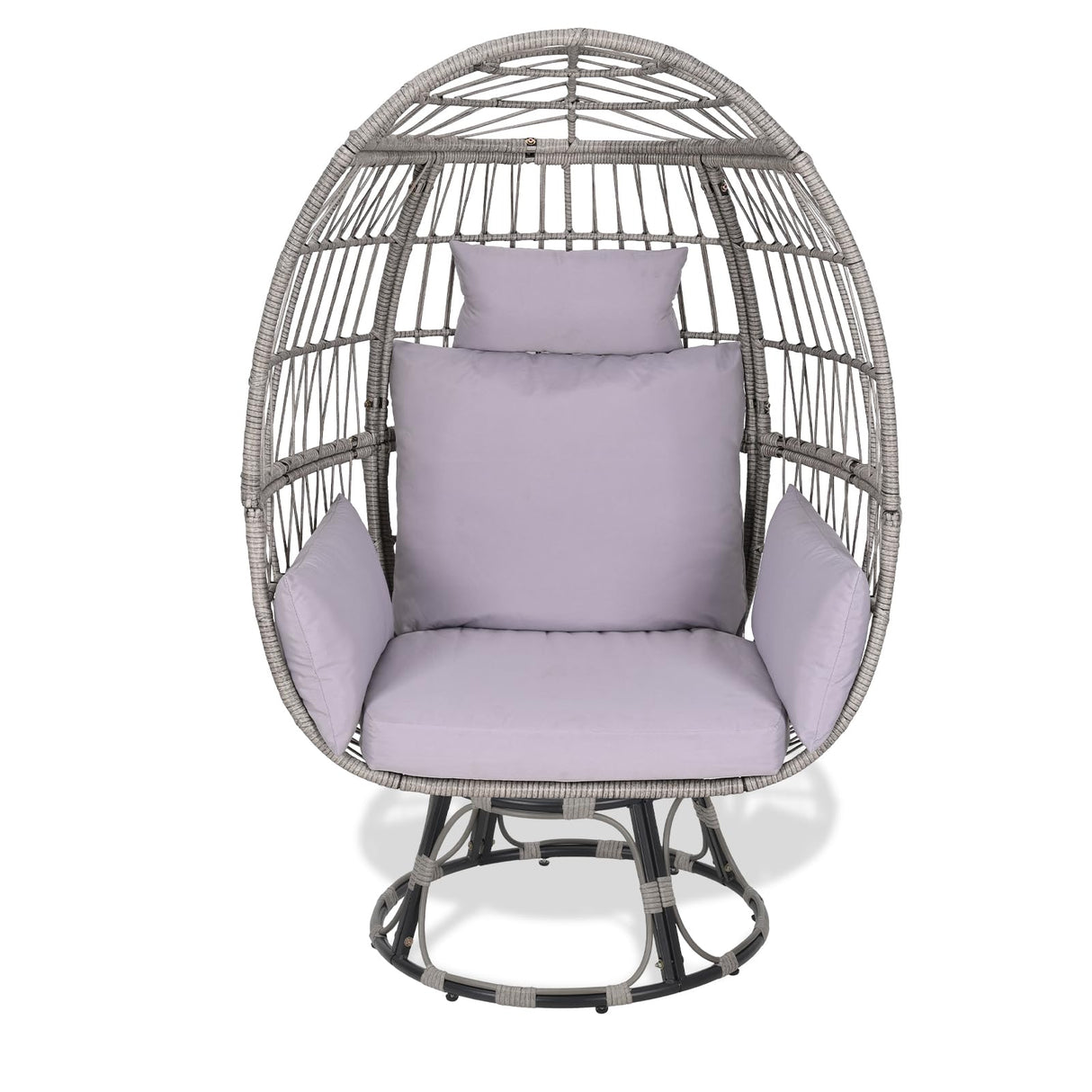 360° Swivel Egg Chair,Rattan Patio Egg Chair, 440lbs Capacity Oversized Patio Rotating Basket Chair, All-Weather Wicker Egg Lounger Chair for Outside Indoor